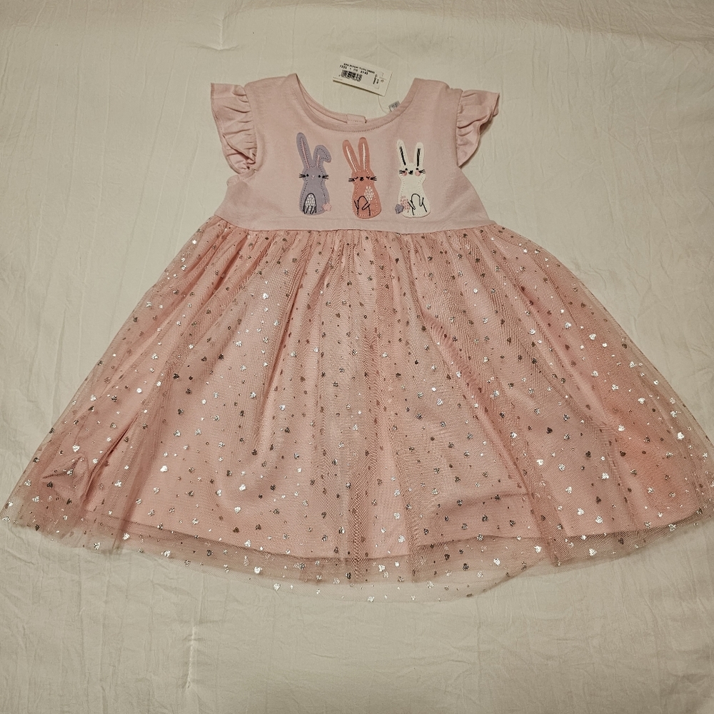 NWT baby girls pink bunny cotton tutu dress 12-18 months